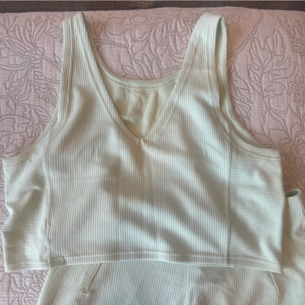 Lululemon Athletica Ribbed Softstreme Cropped Tank Top in Light Green